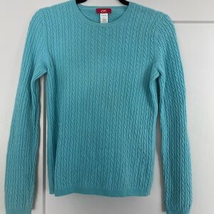 Blue cashmere cable knit sweater